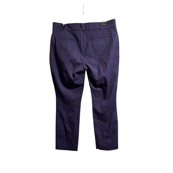 Women Anthropologie The Essential Slim Trousers Pants Size 12 Navy w/ Red Dots - Picture 6 of 9